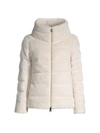 Herno Faux-fur Short Down Zip Jacket In Cream