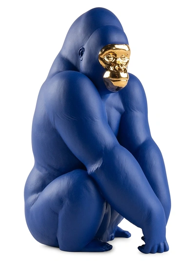 Lladrò Limited Edition Gorilla Figurine In Blue,gold