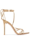 Gianvito Rossi 105mm Lace-up Leather Sandals In Gold
