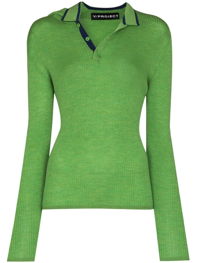 Y/project Deconstructed Roll Neck Wool Jumper In Grün