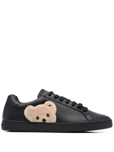 Palm Angels Black Teddy Bear Tennis Sneakers In Black,brown