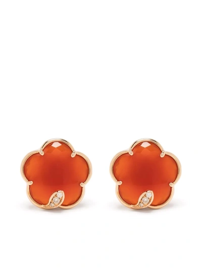 PASQUALE BRUNI 18KT ROSE GOLD PETIT JOLI CARNELIAN AND DIAMOND STUD EARRINGS