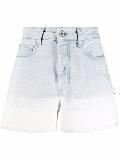 Off-white Gradient-effect Denim Shorts In Blau