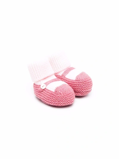 Little Bear Babies' 扭口细节针织袜 In Pink