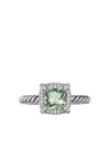 DAVID YURMAN STERLING SILVER PETITE CHATELAINE PRASIOLITE AND DIAMOND RING