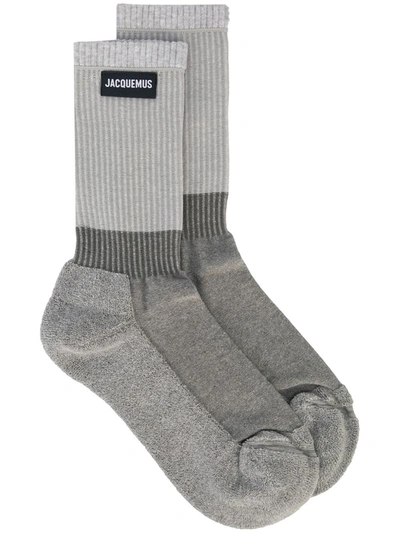 Jacquemus Ribbed Panelled Socks In Grey