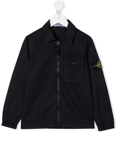 Stone Island Kids' Patch-embellished Denim Jacket In Blue