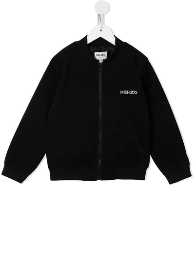 Kenzo Kids' Embroidered Logo Sweatjacket In Black