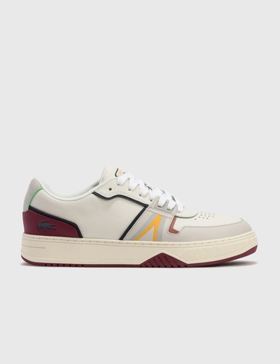 Lacoste Men's L001 Color Blocked Lace Up Sneakers In White/burgundy
