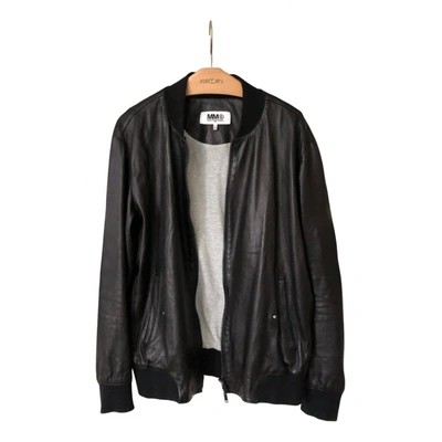 Pre-owned Mm6 Maison Margiela Leather Jacket In Black