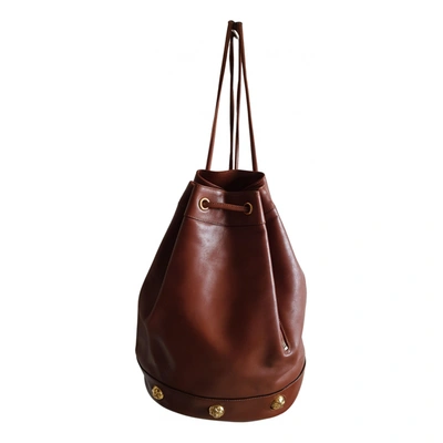 Pre-owned Ferragamo Leather Backpack In Brown