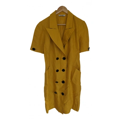 Pre-owned Saint Laurent Linen Mid-length Dress In Yellow