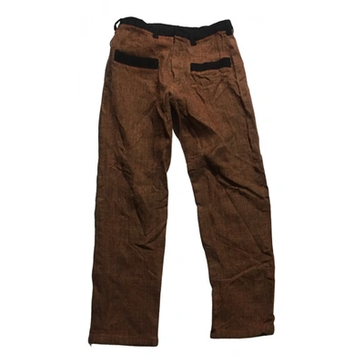 Pre-owned Y's Wool Slim Pants In Brown