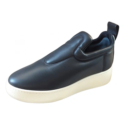 Pre-owned Celine Pull On Leather Trainers In Black