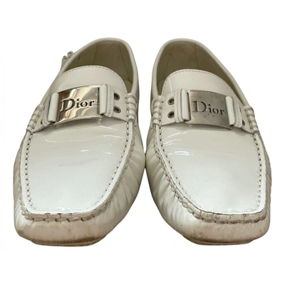 Pre-owned Dior Patent Leather Flats In White