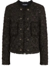 Dolce & Gabbana Lamé Jacquard Gabbana Jacket With Cabochon Dg Buttons In Black