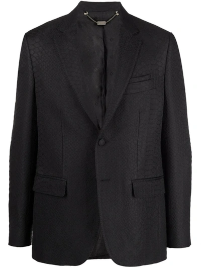 Billionaire Jaquard Crocodile-effect Tailored Blazer In Black