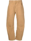 Nili Lotan Shon Cropped Angular-leg Trousers In Brown