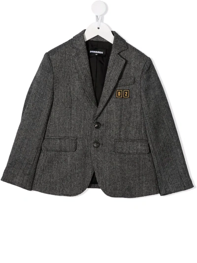 Dsquared2 Teen Single-breasted Fitted Blazer In Black