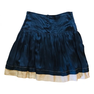 Pre-owned Maje Silk Mid-length Skirt In Blue