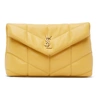 SAINT LAURENT YELLOW SMALL QUILTED PUFFER POUCH