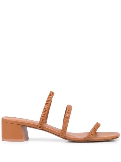 Reformation Assunta Ruched Leather Mules In Brown