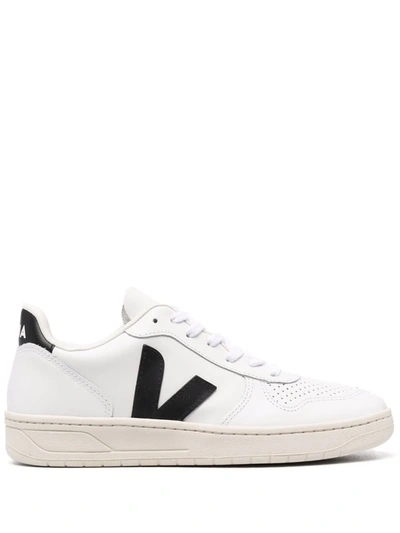 Veja V-10 Panelled Lace-up Trainers In White