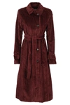 Victoria Beckham Womens Iron Red Belted Cotton-velvet Trench Coat 6 In Iron Red