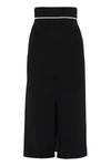 Moncler Front Slit Knit Midi Skirt In Black