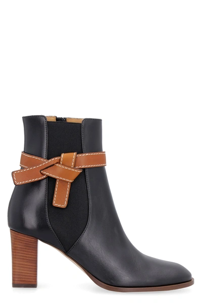 Loewe Gate Leather Ankle Boots In Black