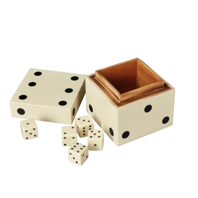 Oka Dice Box And Six Dice - White