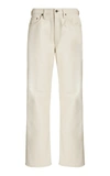 Agolde 90s Recycled Leather Fitted Pants Powder 26 In Neutral
