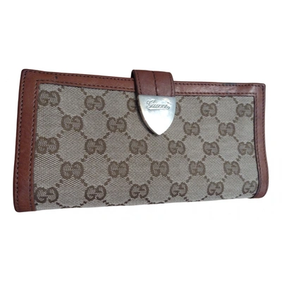 Pre-owned Gucci Cloth Wallet In Brown