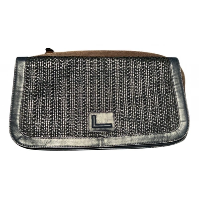 Pre-owned Lancel Leather Clutch Bag In Navy