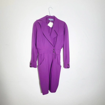 Pre-owned Mugler Wool Mini Dress In Purple