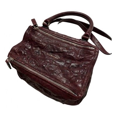 Pre-owned Givenchy Pandora Leather Handbag In Burgundy