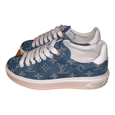 Pre-owned Louis Vuitton Time Out Cloth Trainers In Blue