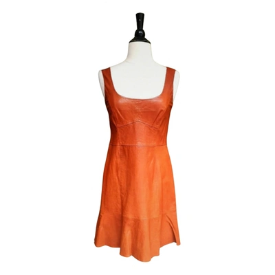 Pre-owned Nanette Lepore Leather Dress In Orange