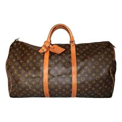 Pre-owned Louis Vuitton Keepall Cloth Travel Bag In Brown