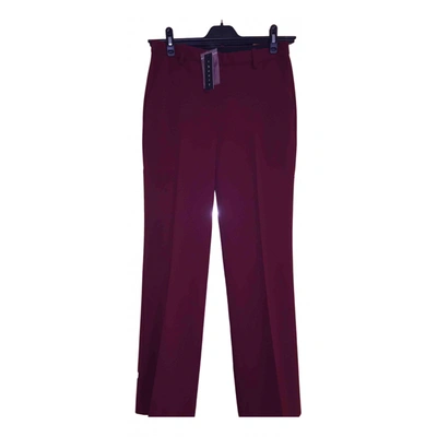 Pre-owned Theory Straight Pants In Burgundy