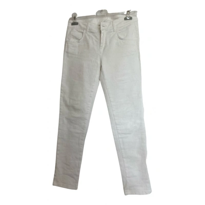 Pre-owned Manila Grace Slim Pants In White