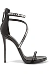 GIUSEPPE ZANOTTI Calliope embellished suede and patent-leather sandals