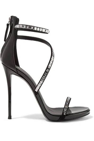 Giuseppe Zanotti Calliope Embellished Suede And Patent-leather Sandals In Black