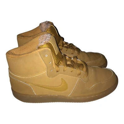Pre-owned Nike Air Force 1 High Trainers In Beige