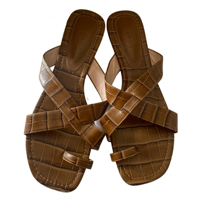 Pre-owned Porte & Paire Leather Sandal In Brown
