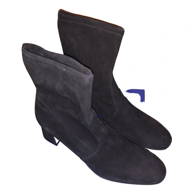 Pre-owned Stuart Weitzman Cloth Ankle Boots In Black