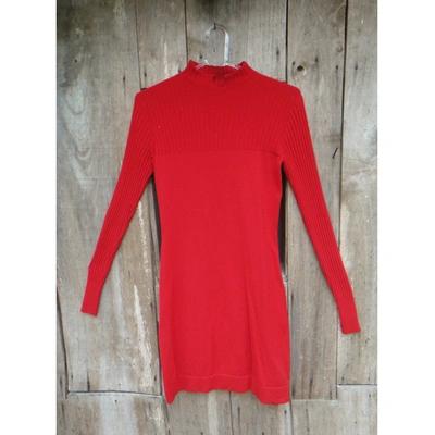 Pre-owned Agnès B. Wool Mini Dress In Red