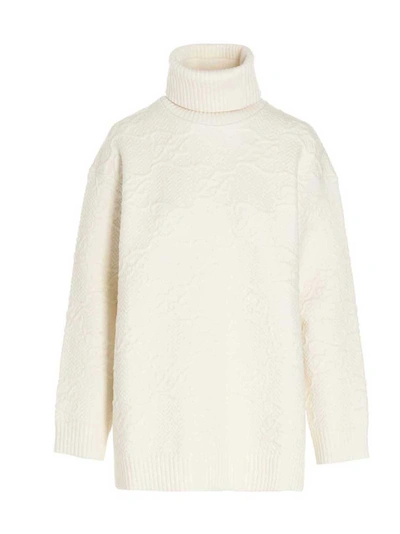 Fendi Oversized Embossed Jersey Turtleneck Sweater In Light Blue