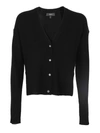 Theory V-neck Button-front Regal Wool Cardigan In Black