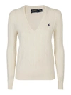 POLO RALPH LAUREN POLO RALPH LAUREN CABLE-KNIT V-NECK jumper IN WHITE